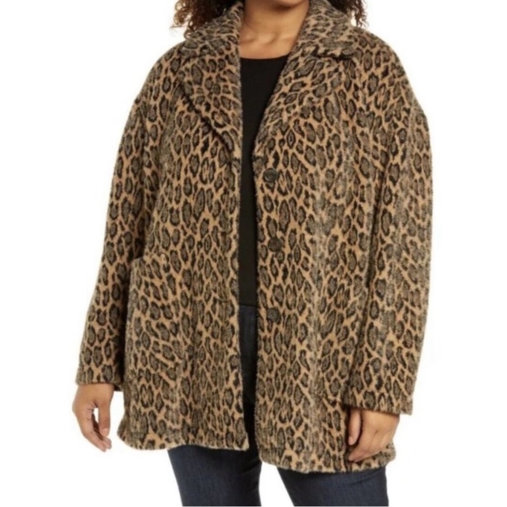 AVEC LES FILLES Soft Swing Car Coat NEW SIze 3X Leopard Animal Print